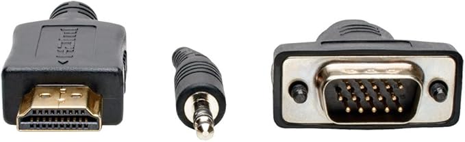 Tripp Lite HDMI to VGA + Audio Adapter Converter Cable Active Low Profile HD15 + 3.5mm M/M 1080p @ 60Hz 3ft 3' (P566-003-VGA-A)