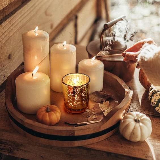 LETINE Gold Votive Candle Holders Set of 36 - Speckled Mercury Gold Glass Candle Holder Bulk - Ideal Fall Decor for Boho Wedding Centerpiece Table，Halloween & Thanksgiving Decorations Indoor