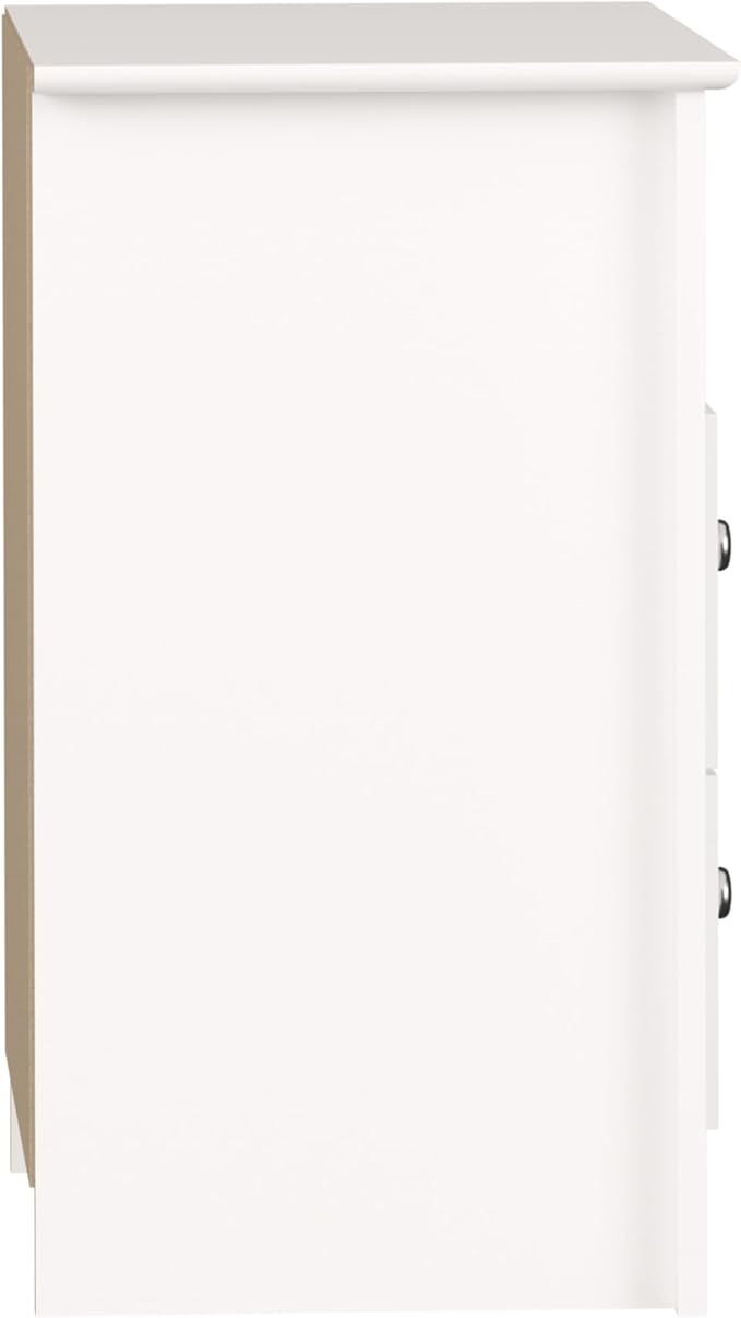 Prepac Sonoma 2 Drawer Nightstand: Elegant Bedroom Furniture, Bedside Table with Open Shelf, 23.25"W x 16"D x 28"H, White