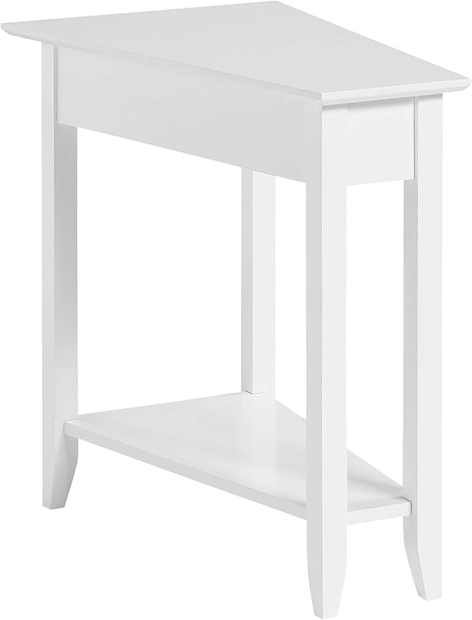 Convenience Concepts American Heritage Wedge End Table 24" - Classic Living Room Table with Storage Shelf,Side Table for Family Room, Bedside Table, White