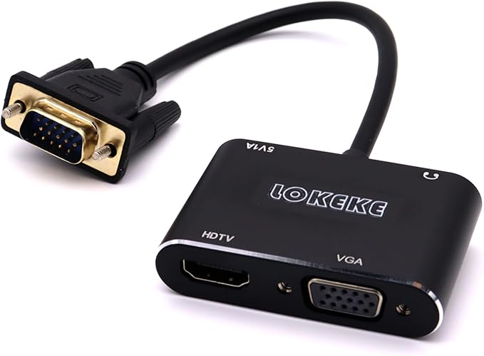 VGA to HDMI VGA, VGA to HDMI VGA Adapter with Audio Cable and USB Cable for Computer, Desktop, Laptop, PC, Monitor, Projector, HDTV
