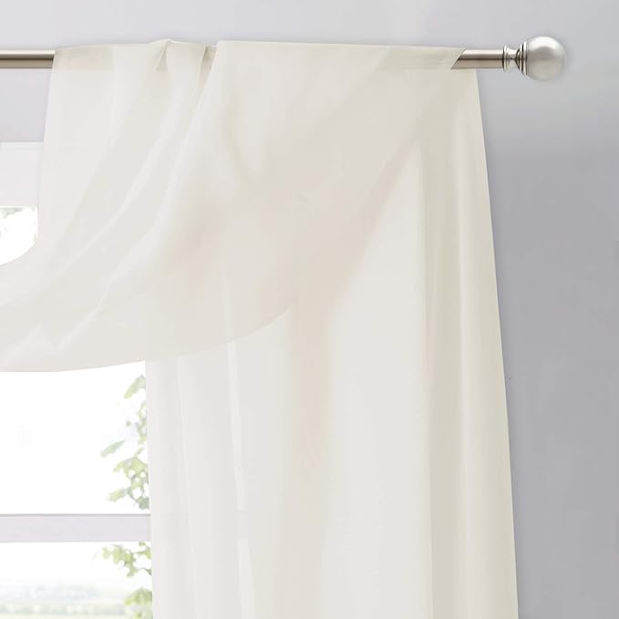 NICETOWN Sheer Bed Canopy Scarf Valances 216 Long - Home Decoration Voile Scarf Valance Topper for Wedding, Party, Venue, Celebration Decoration, DIY (1 Piece, W60 x L216, Off White)