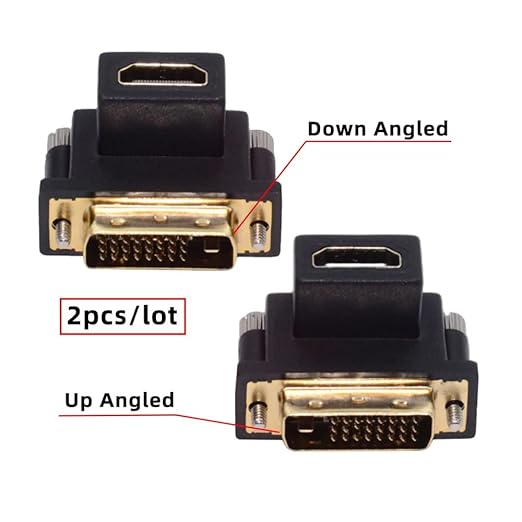 cablecc 2pcs/Set DVI Male to HDMI Female 4K Adapter Up & Down Angled 90 Degree for Computer HDTV Graphics Card