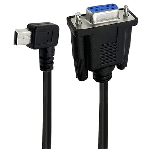 USB to RS232 Serial Adapter, USB Mini 5 Pin Male to DB9 9 Pin Female Serial Converter Cable 1.8M/6Feet (Right Angle mini USB to RS232 Serial)