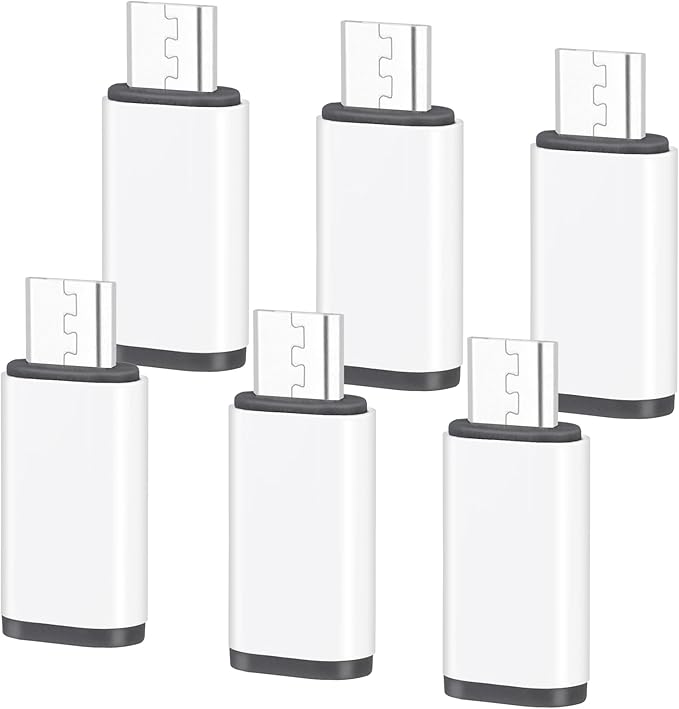 6 Pack Micro USB to USB-C Adapter, Type C Female to Micro USB Male Converter Connector, Supports Charging and Data Synchronization, Compatible with Samsung Galaxy S7/S7 Edge, Nexus 5/6