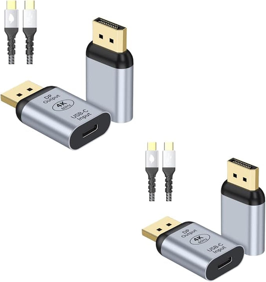 USB C to DisplayPort Adapter with USB Video Cable, 4K@60Hz Uni-Directional USB C Female to DP Male Adapter, Thunderbolt 4/3 to DP Converter Compatible with i-/Phone 17, Galaxy, MacBok Pro- 2 Pack
