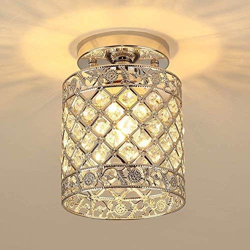 Create For Life® Mini Style Modern Decor Crystal Flush Mount Ceiling Light Fixture Crystal Chandeliers Light Ceiling Lamp for Hallway, Bar, Kitchen, Dining Room, Kids Room (6 inch Shade Dia)