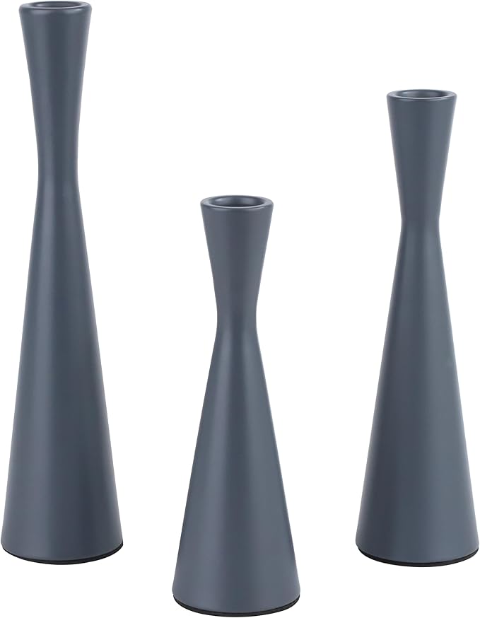 Vixdonos Taper Candle Holders Metal Candlestick Holders Set of 3 Table Mantel Decorative Candle Stand for Dinning,Party，Wedding,Home Decor(Dark Blue)