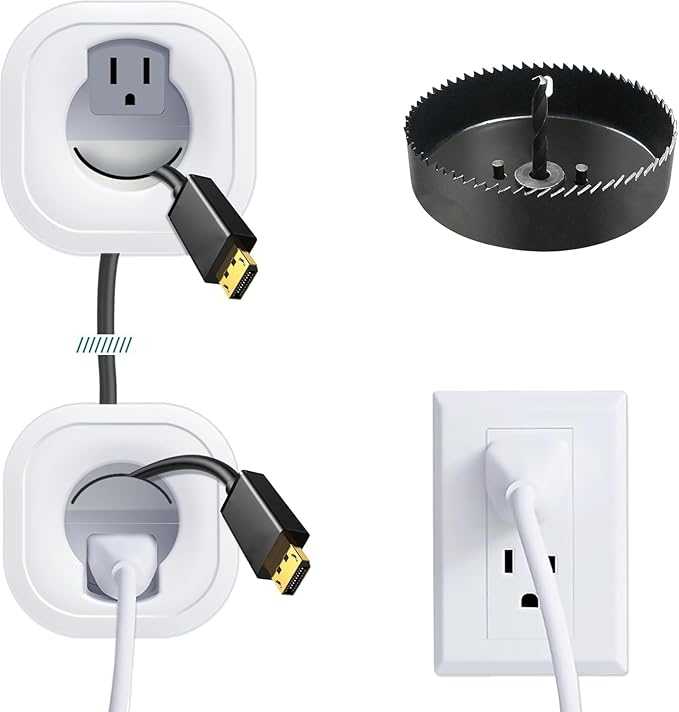 in-Wall Cable Management kit, Cord Hiding for Wall, Hide TV Wires When Mounting A TV, Includes Power & Low Voltage Cable Management, Includes Hole Saw Drill Attachment for Easy Install