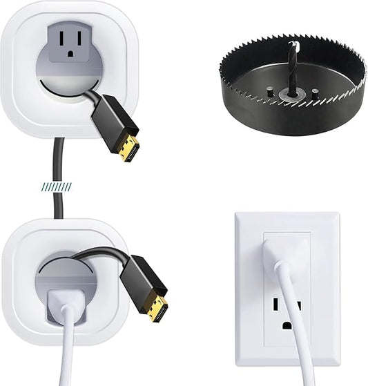in-Wall Cable Management kit, Cord Hiding for Wall, Hide TV Wires When Mounting A TV, Includes Power & Low Voltage Cable Management, Includes Hole Saw Drill Attachment for Easy Install