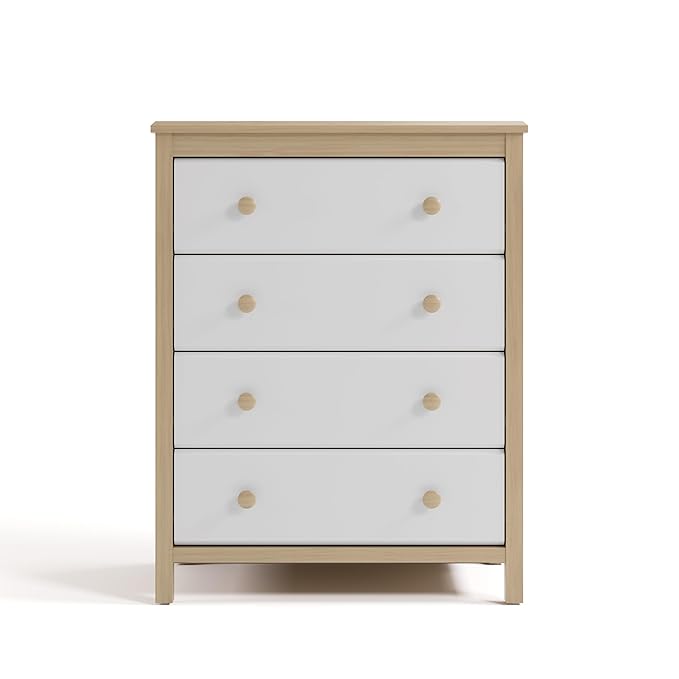 Storkcraft Alpine 4 Drawer Dresser (Driftwood and White) – GREENGUARD Gold Certified, Kids Storage Organizer, Modern 4 Drawer Chest for Bedroom, Must-Have Nursery Storage