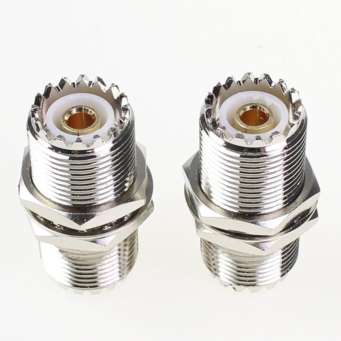 UHF Connector Female Nut Bulkhead Panel Mount to SO239 Jack Coaxial Coax Cable Adapter Plug for PL-259 (Pack 2pcs)