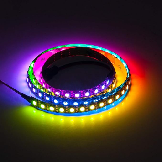 BTF-LIGHTING WS2812B RGB ECO LED Strip, Chasing Effects 5050SMD Individually Addressable 3.3FT 100 (2x50) Pixels/m Flexible Dream Color IP30 for Bedroom DIY Projects DC5V (No Adapter or Controller)