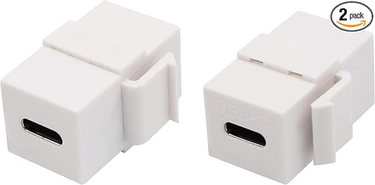 USB C Keystone Jack Adapter USB 3.1 Type-C Female to Female Keystone Insert Socket Coupler Adapter for Wall Plate Outlet Panel (White/2 Pack)