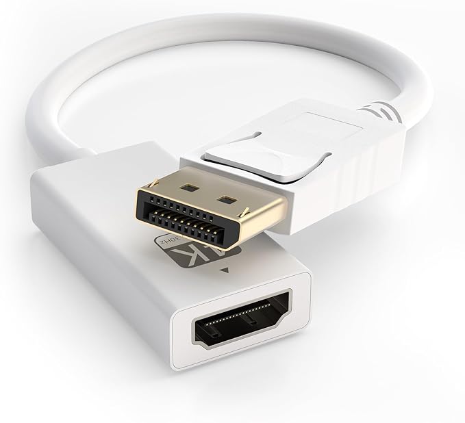 Cyberguys DisplayPort (DP) to HDMI Adapter Cable, 4K@30Hz DP Male to HDMI Female Converter, Gold-Plated Connector w/ Secure Latch, Compatible with Dell HP Lenovo ASUS, Computer to Monitor/TV/Projector