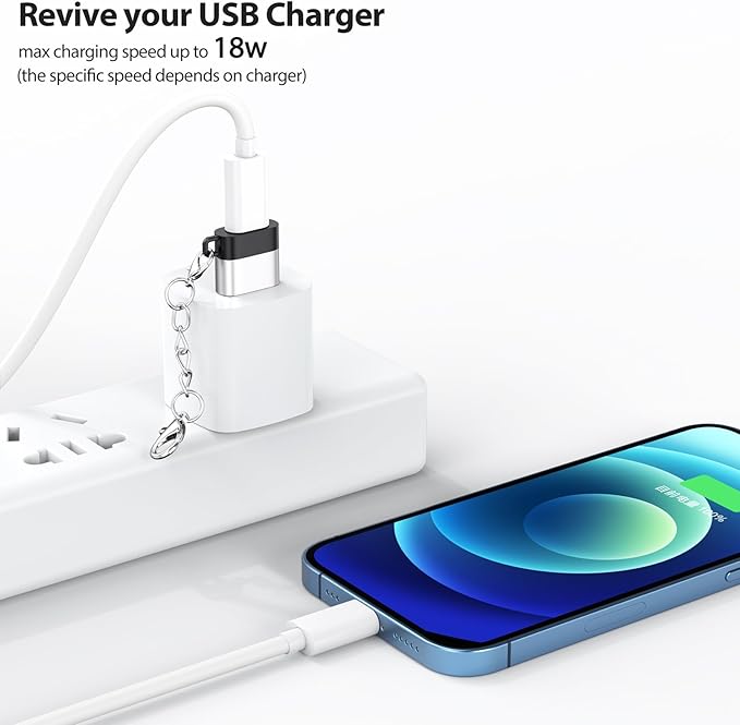 USB C Female to USB Male Adapter 2 Pack, USB 2.0 (18W Charging & 480Mbps Data Transfer Sync) Converter with Keychain, USBC Type C Connector for Laptop Car Charger Headphone Computer Hub etc.
