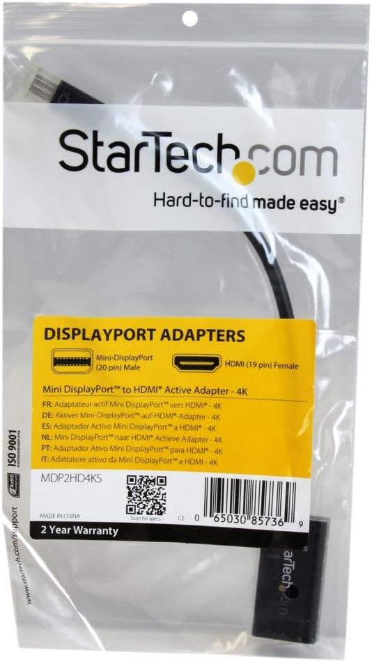 StarTech.com MDP2HD4KS Mini DisplayPort to HDMI Audio/Video Converter, Black