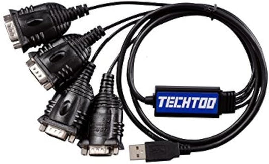4 Port Professional FTDI CHIP USB to RS232 Serial Cable DB9 Serial Adapter Converter 9-Pin Male to Male with Hexnuts (W/Hexnuts, 4 RS232 Port)