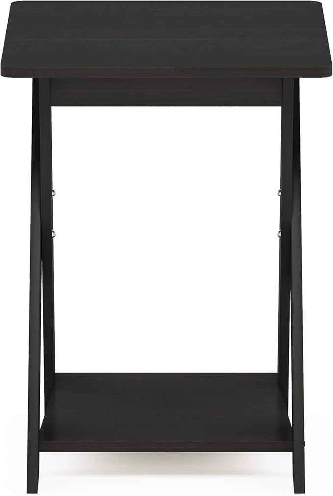 FURINNO Modern Simplistic End Table, 1-Pack Without Tray, Espresso