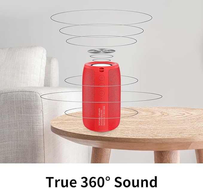 Bluetooth Speaker,MusiBaby Wireless,Outdoor, Waterproof,Portable Speaker,Dual Pairing, Bluetooth 5.0,Loud Stereo,Booming Bass,24H Playtime for Home&Party,Gifts(Pure Red)