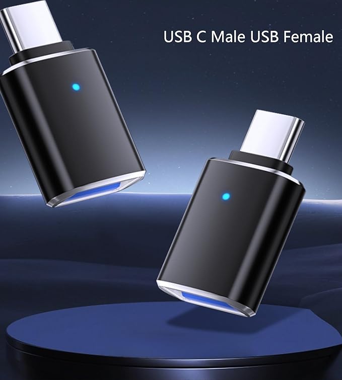 USB C Male to USB 3.0 Female Adapter, USB-C to USB-A Adapter [2-Pack] for Charging, 5Gbps Data Transfer and OTG - Black