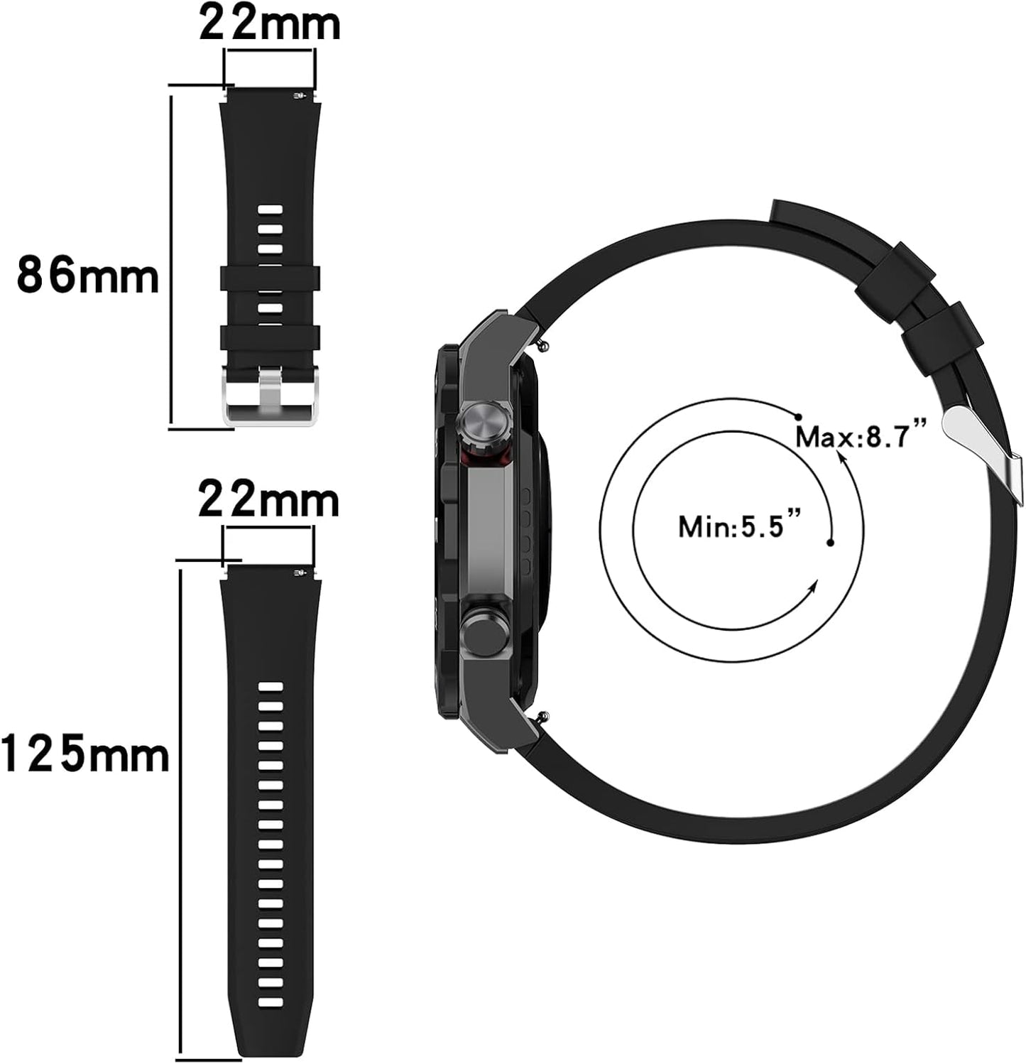 FitTurn 22mm Soft Silicone Bands for Huawei Watch 3/3 Pro/GT2 Pro/GT3 Pro, Replacement Strap for Men Women