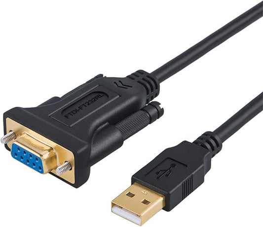 CableCreation USB to RS232 Serial Adapter (FTDI Chipset), USB to RS232 Gold Plated DB9 Serial Converter Cable for Windows 11, 10, 8.1, 8, 7, Vista, XP, 2000, Linux and Mac OS X, macOS, 6.6 Feet/2M