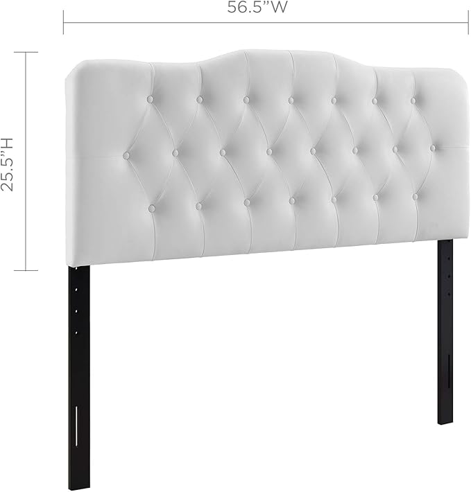 Modway Annabel Tufted Button Faux Leather Upholstered Full Headboard in White
