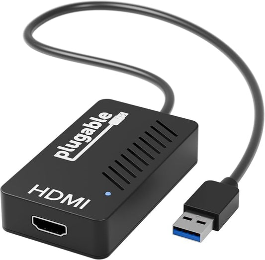 Plugable USB 3.0 to HDMI Video Graphics Adapter – DisplayLink Certified for Multiple Monitors up to 2560x1440 – External USB to HDMI Adapter Compatible with Windows 11, 10, 7, XP, and macOS