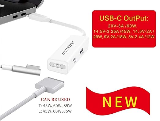 Mag-Safe to USB C Adapter 3-in-1 Mag-Safe 1 & 2 Adapter & USB C PD & QC USB (Charing Only) for iPhone 15 Series, M1/M2 MacBook, MacBook Air and More USB-C Devices