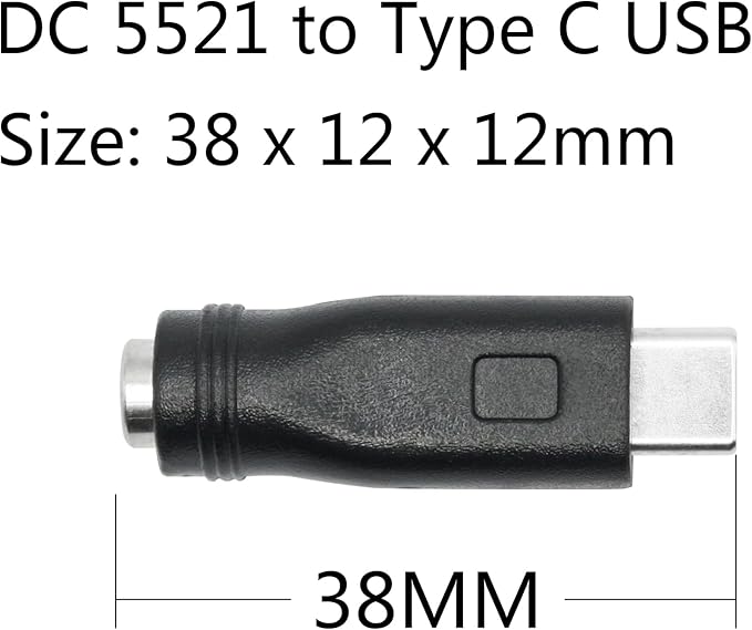 DC 5.5mm x 2.1mm to USB C Adapter, 5V DC 5521 Female to USB Type C Male Plug Convert Connector Power (4Pcs)