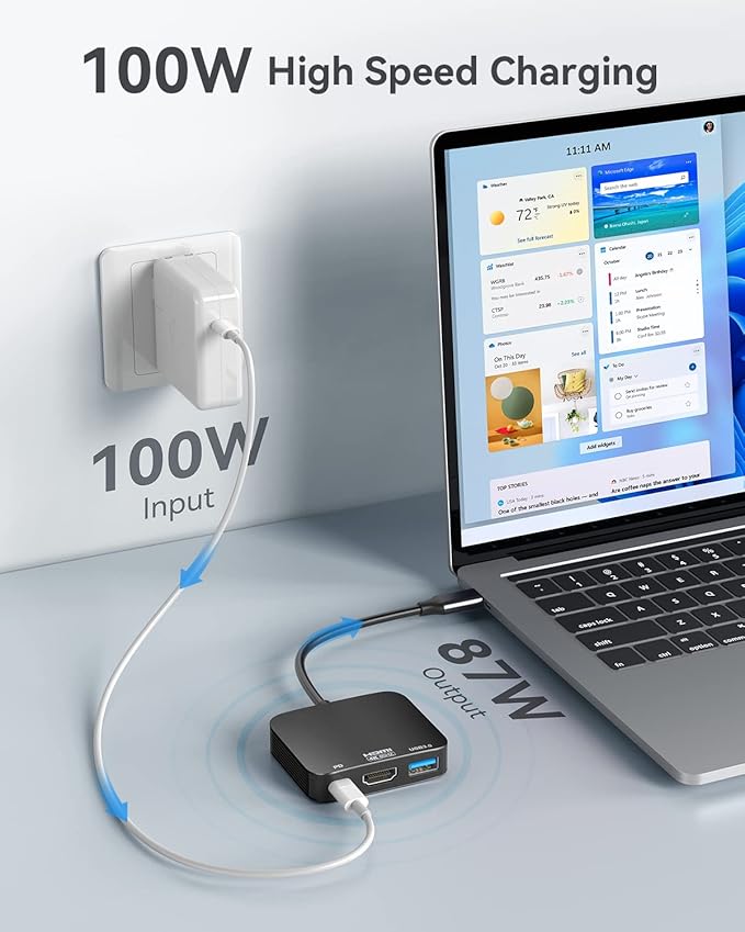USB C to HDMI Adapter【4K@60HZ】, Vilcome HDMI to USB C Adapter Multiport with USB Type C PD & USB 3.0 Port, Compatible for MacBook Pro/Air, iPad Pro/Air, Dell XPS, iPhone 15 Pro/Max, Android (Black)
