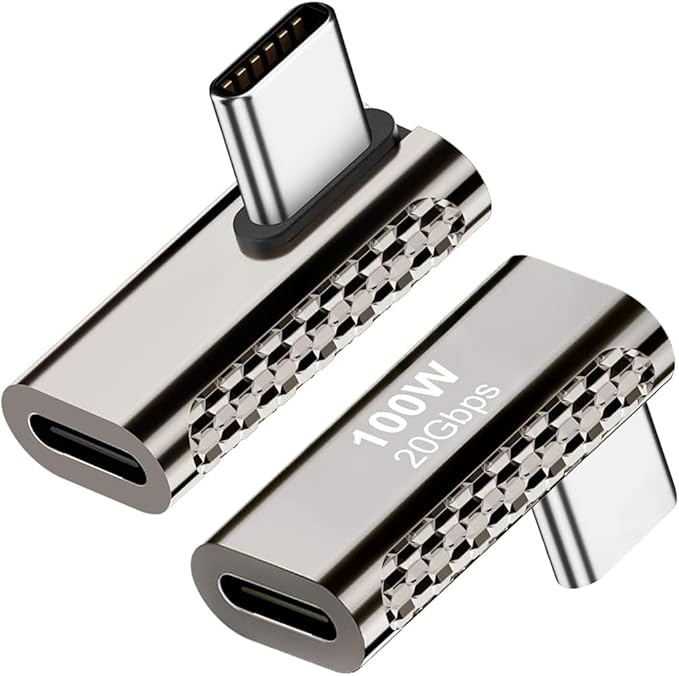 2 pcs Type-C to Type-C,USB C Adapter PD Type C Male to Female Extender 8k@60Hz Video for Mobile Phones, laptops, Tablets Projection Screen or Charging (Center Bend)