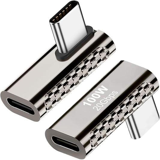 2 pcs Type-C to Type-C,USB C Adapter PD Type C Male to Female Extender 8k@60Hz Video for Mobile Phones, laptops, Tablets Projection Screen or Charging (Center Bend)