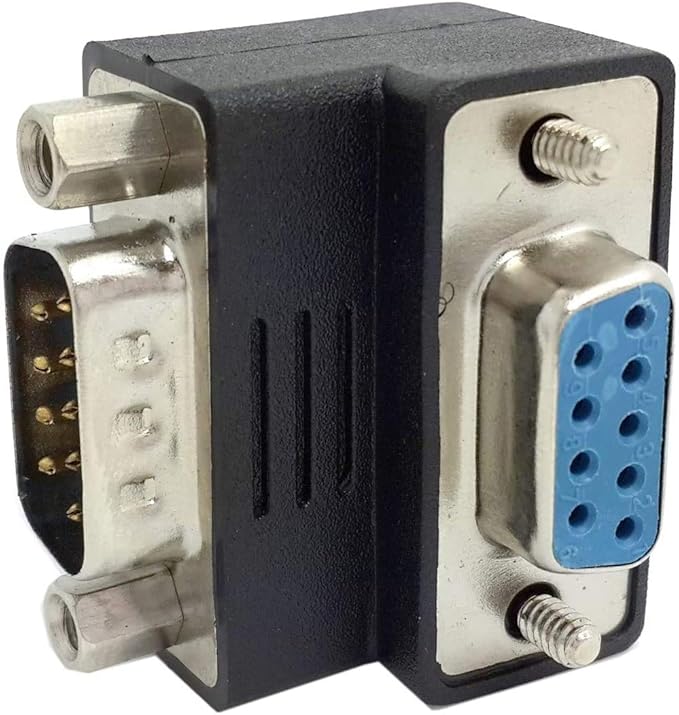 Toptekits DB9 Male to Female Adapter 90 Degree Downward, RS232 DB9 Pin Male to Female 90 Degree Changer Coupler Adapte Connector