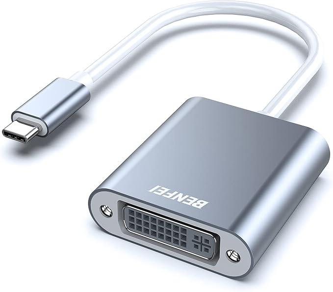 BENFEI USB C to DVI Adapter, Type-C to DVI Adapter [Thunderbolt 3/4 Compatible] with iPhone 15 Pro/Max, MacBook Pro/Air 2023, iPad Pro, iMac, S23, XPS 17, Surface Book 3 and More - Grey
