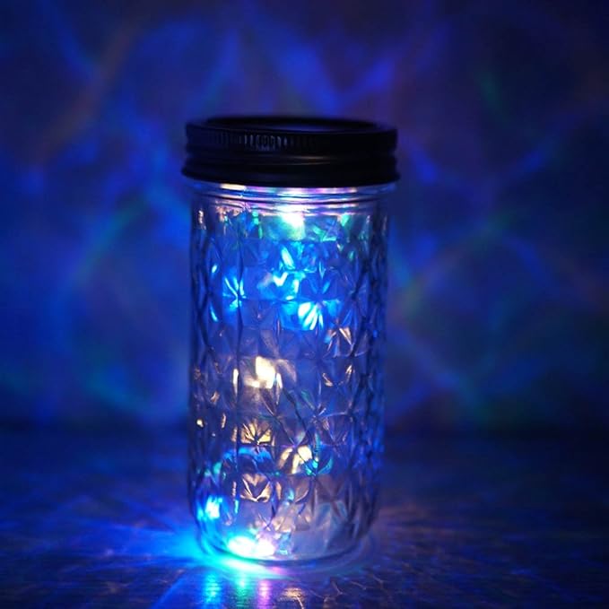 Decorman Solar Mason Jar Lid Lights, 6 Pack 10 LED Waterproof String Fairy Star Firefly Jar Lids Lights for Patio Garden Yard Lawn Party Wedding Christmas Decoration(Jars & Hangers Not Included)