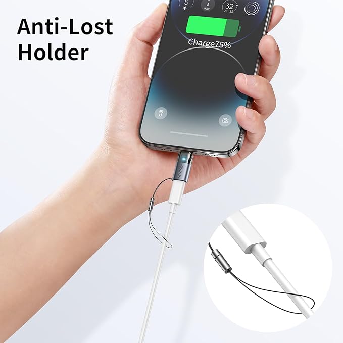 mcdodo 36W USB-C to Lightning Adapter with Lanyard, Type-C to Lightning Adapter PD Fast Charging for iPhone/AirPods/Original MacBook, Support Charging&Data Transmission