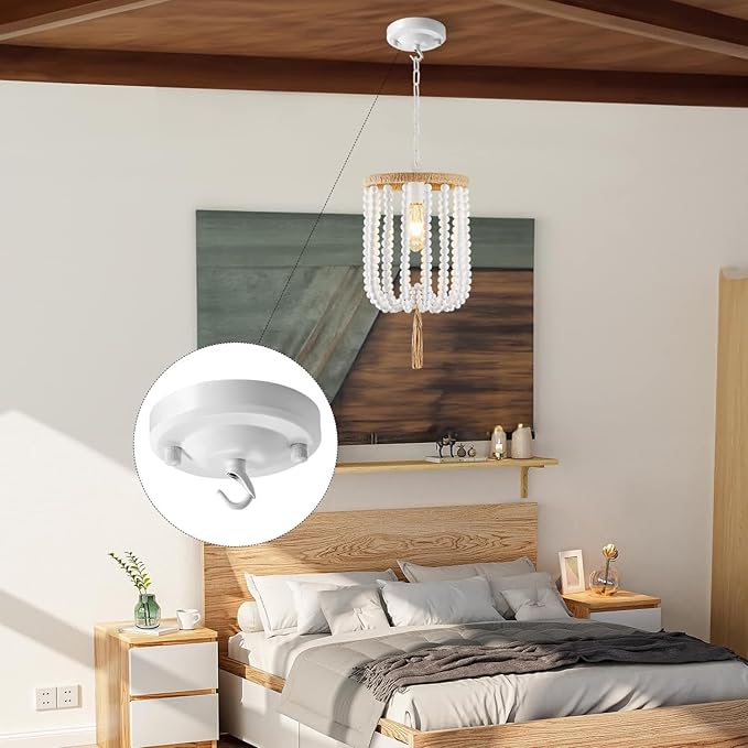 Light Canopy Kit White, 4.1IN Chandelier Canopy with All Mounting Hardware, Celing Hook for Pendant Light, Max Load 22LBS