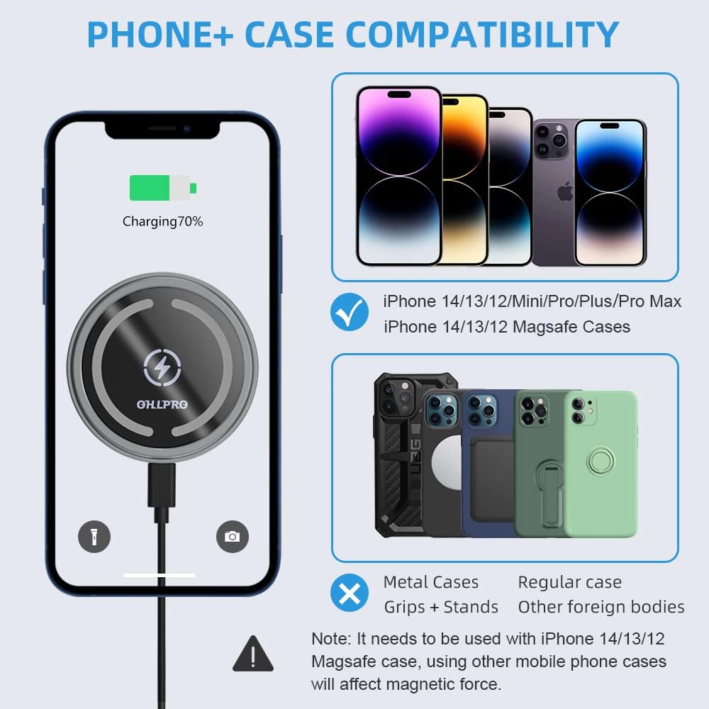 Magnetic Wireless Car Charger Compatible with MagSafe - 360° Adjustable Air Vent Mount for iPhone 12/13