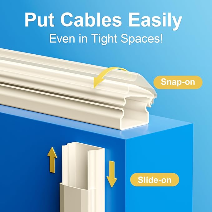 Yecaye TV Cord Hider, 42In Large Cable Hider Beige, Wire Covers for 4 Cords, Wire Hiders for TV on Wall, Cable Raceway Concealer, W1.18in H0.6in, Beige