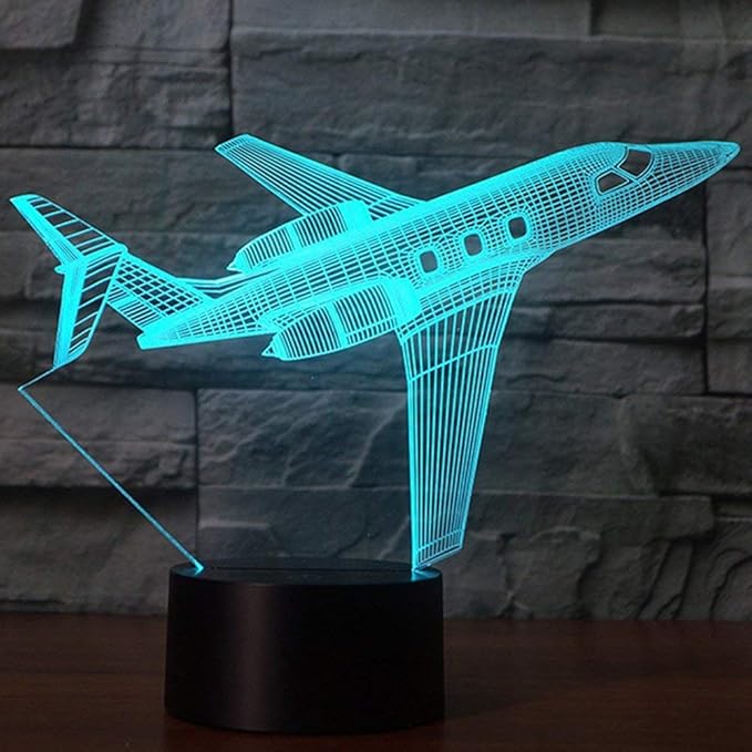 Creatively 3D Plane Lights LED Airplane Night Light, YKLWORLD 3D Aero Plane Illusion Table Lamp with 7 Colors and USB Powered, Best Bedroom Decor Toys Gifts for Kids Children Birthday