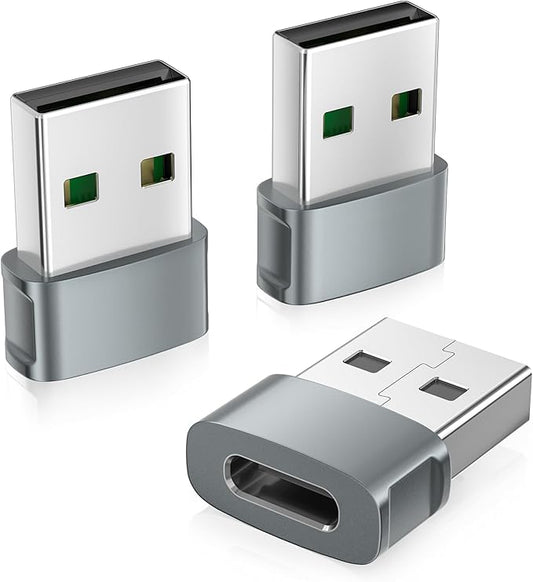 Basesailor USB to USB C Adapter 3Pack,Type C Female to A Male Car Charger USBC Car Converter for iPhone Air 17 17e 16 16e 15 14 Pro Max,iWatch 11 10,iPad 9 Mini 7,Samsung Galaxy S26 A56,Z Fold Flip 6