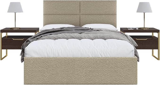 Vänt Upholstered Wall Panels - Queen/Full Size Wall Mounted Headboards - Boucle Beige - Set of 4 Panels (Each Individual Panel 30"x11.5")
