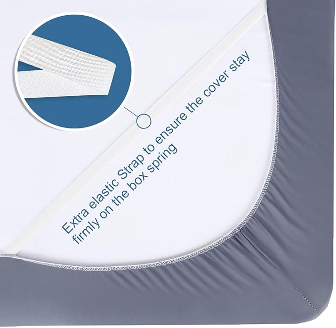 Twin Size Box Spring Cover with Smooth and Elastic Woven Material, Alternates for Bed Skirt, Wrinkle & Fading Resistant, Washable, Dustproof