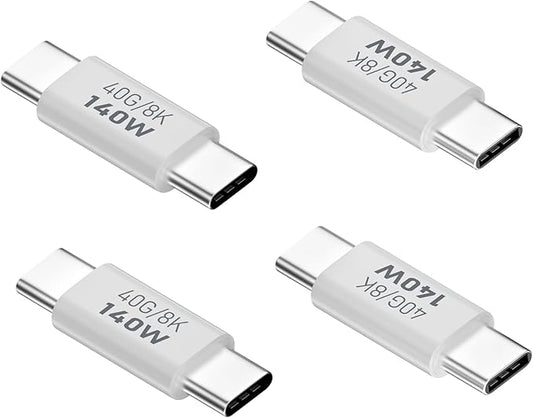 Danfetsoy USB C Male to Male Adapter, 40Gbps USB C Adapter, Type C Coupler Extender Support 140W, 40Gbps, 8K@60Hz, for Laptop, Phones and More Type C Devices (4 Pack)