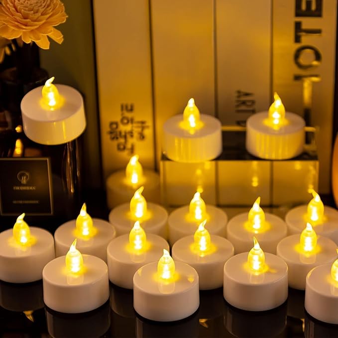 Tea Light Candles with Remote Control,Flickering Flameless LED Candle,Long Lasting 400+Hours,Battery Operated with Timer for Home Decoration Seasonal &Festival Celebration WarmYellow (12pcs)