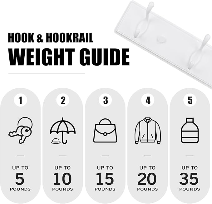 Wooden Coat Rack, Wall-Mounted Organizer for Closet, Entryway, Hallway, Foyer, Bedroom, Heavy Duty Double Hooks for Hanging Towels, Bags, Hats, Jackets, Key (White, 3 Hooks)