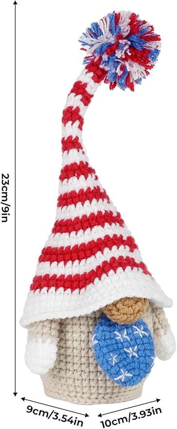 Wizardi Amigurumi DIY Crochet Kit - Patriotic Gnome F07N8-M195
