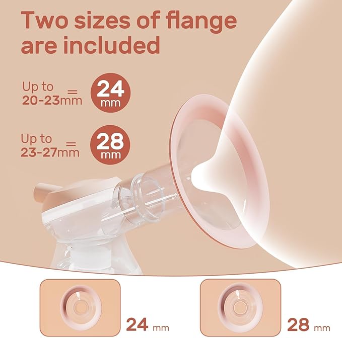 NCVI 8100 Double Electric Breast Pump Suitable for Large Nipples with 4 Modes|9 Levels, Anti-Backflow Milk Breastfeeding Pump with 24/28mm Silicone Flanges, Handheld Motor and LED Display, Ultra-Quiet